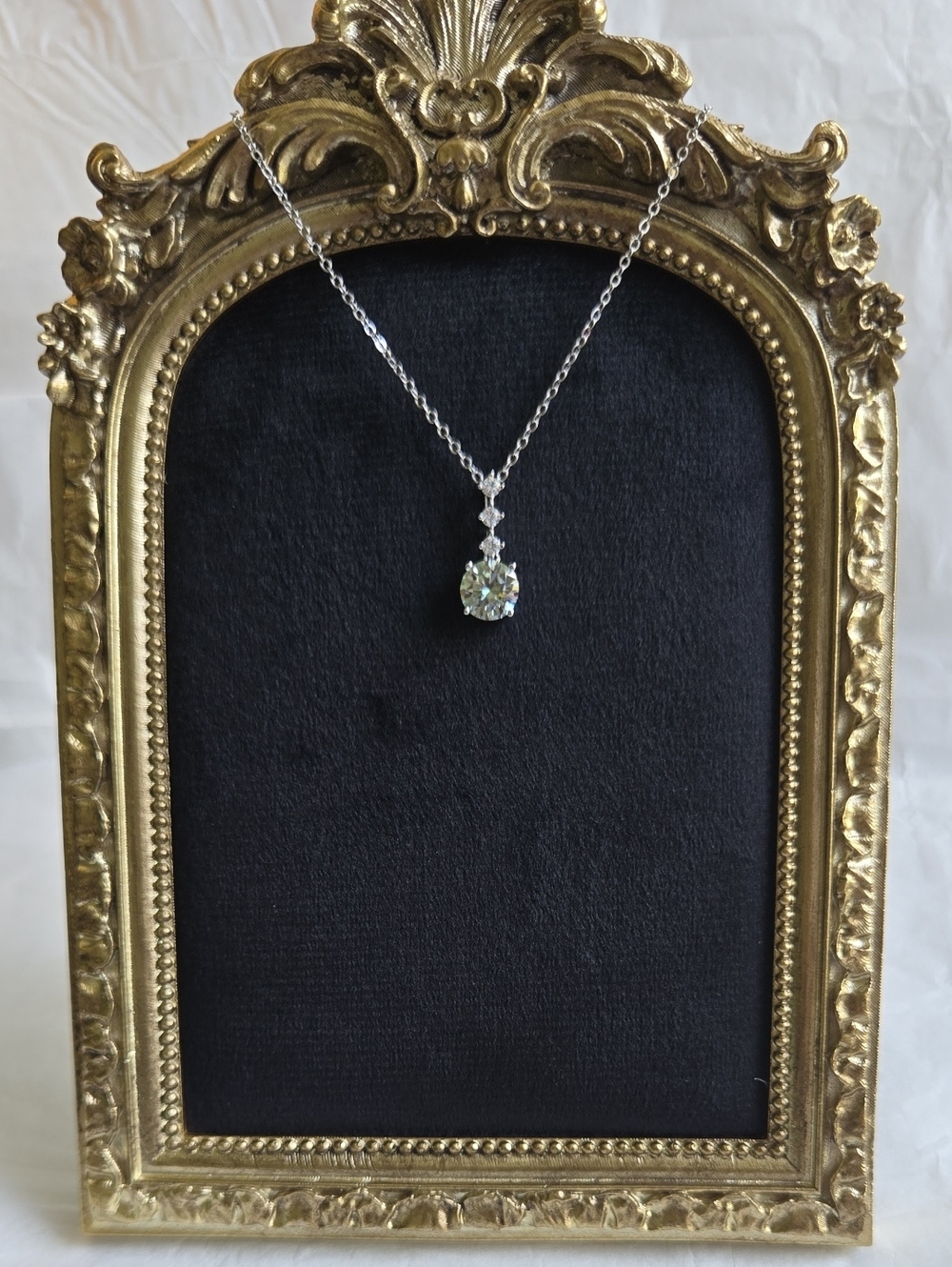 Sterling Silver Pale Blue Moissanite  Pendant Necklace - Timeless Sparkle